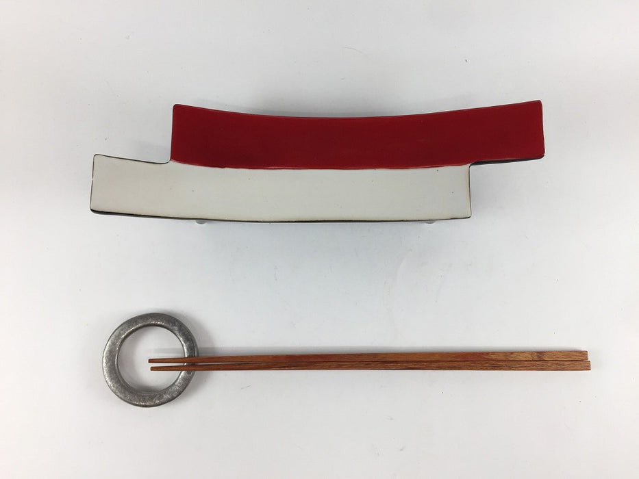 【SALE】違い弓長皿　赤白　22cm　有田焼【訳あり】