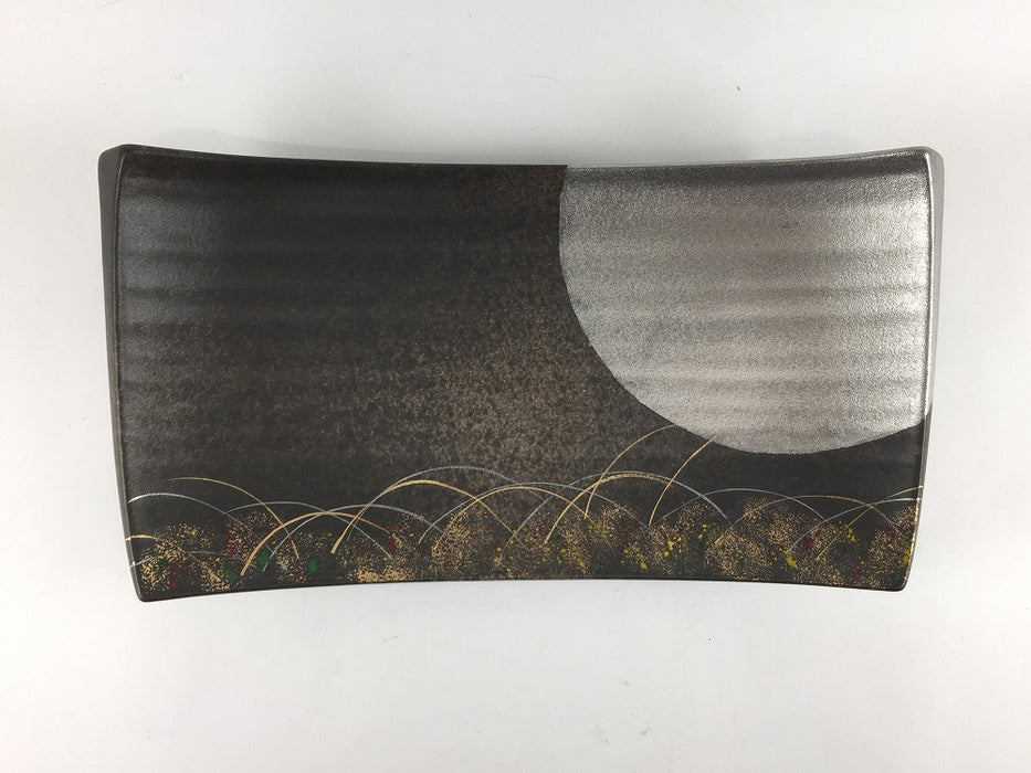 【SALE】削ぎ長盛　黒茶吹秋草　26cm　有田焼【訳あり】