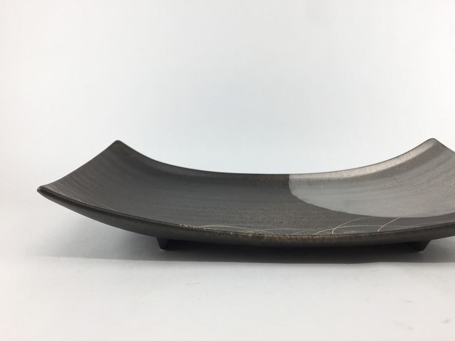 【SALE】削ぎ長盛　黒茶吹秋草　26cm　有田焼【訳あり】