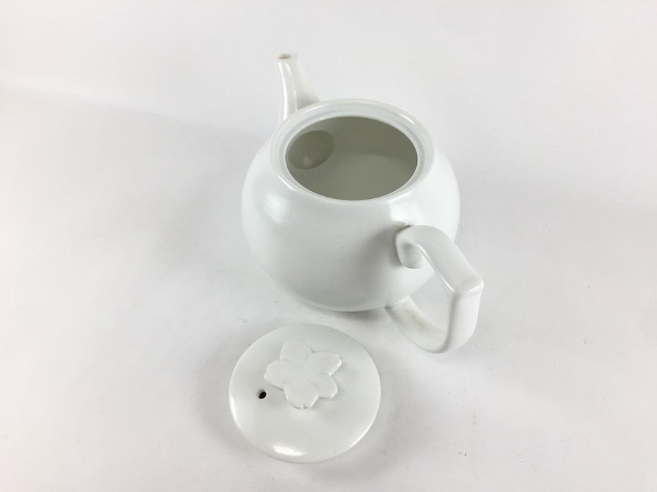 【SALE】桜ツマミ丸ポット.白マット　15cm/310cc　有田焼【訳あり】