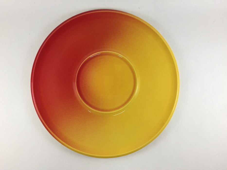 【SALE】円板プレート　黄赤吹　27cm　有田焼【訳あり】