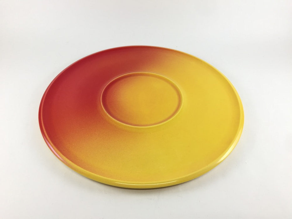 【SALE】円板プレート　黄赤吹　27cm　有田焼【訳あり】