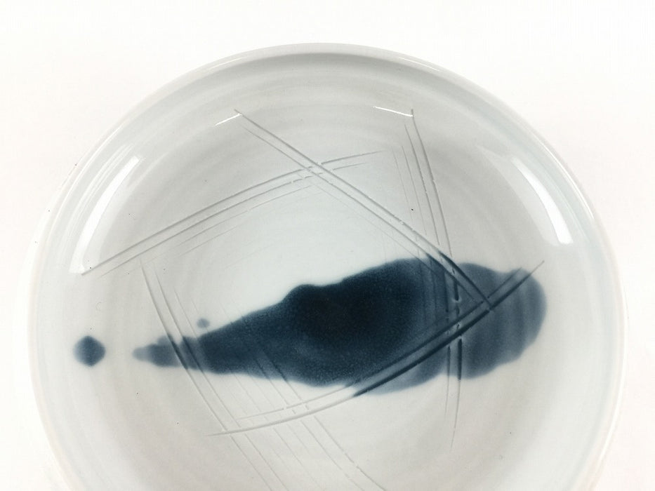 【SALE】15cm高台鉄鉢皿.一筆紺　伊万里焼【訳あり】