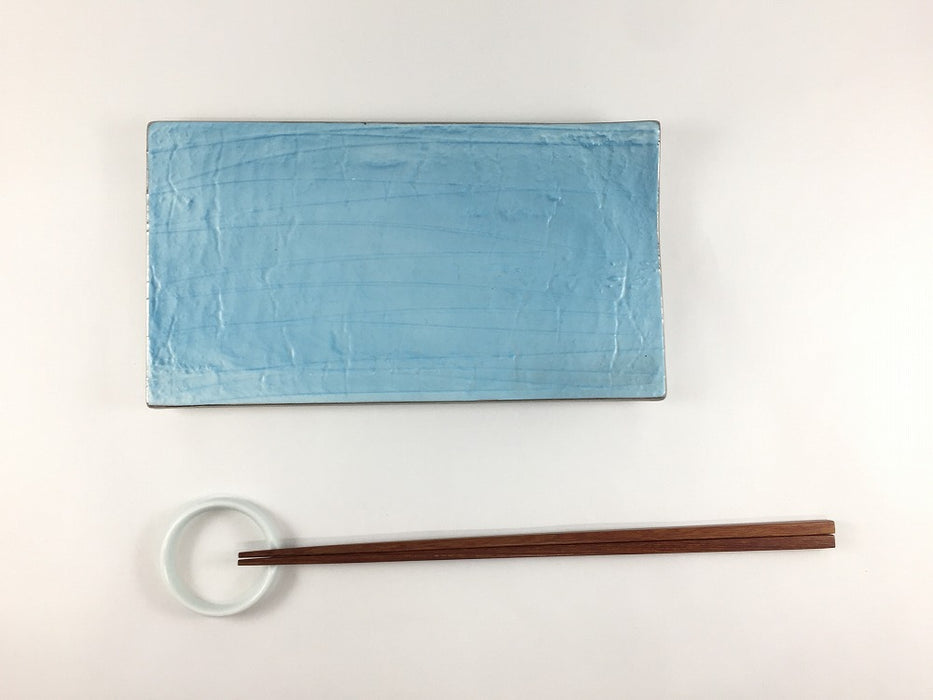 20cm長乱紙.トルコ青　有田焼錦右衛門窯