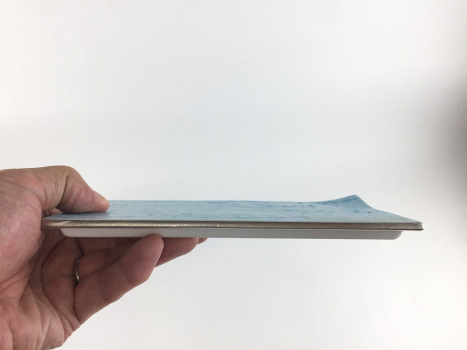 20cm長乱紙.トルコ青　有田焼錦右衛門窯