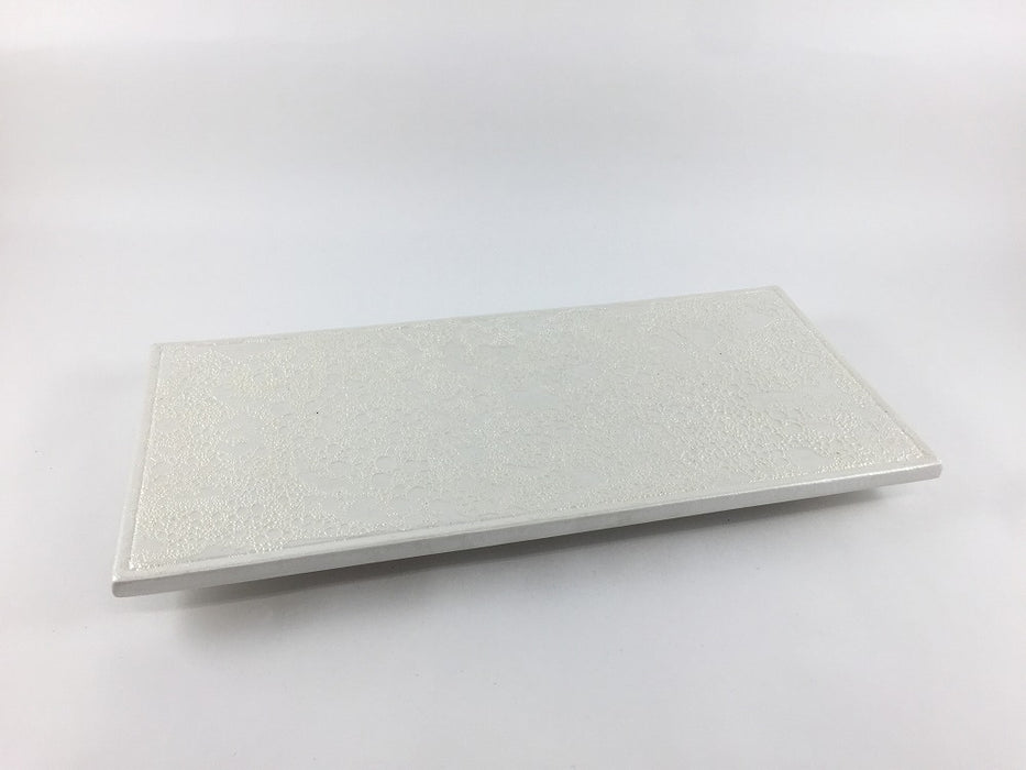 27cmマナ板長皿.白銀泡　有田焼吉右衛門窯