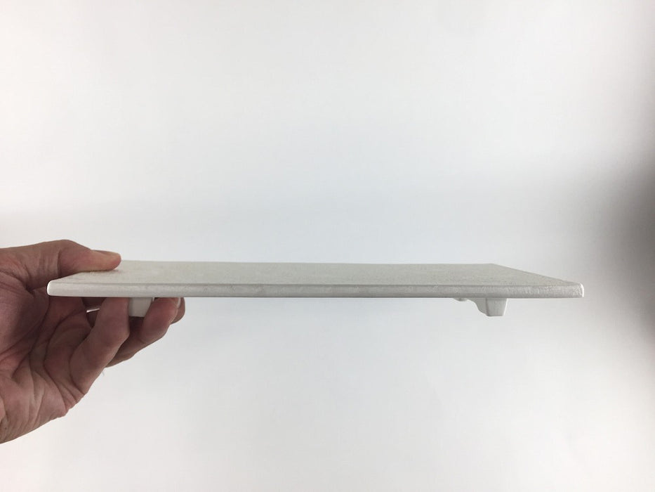 27cmマナ板長皿.白銀泡　有田焼吉右衛門窯