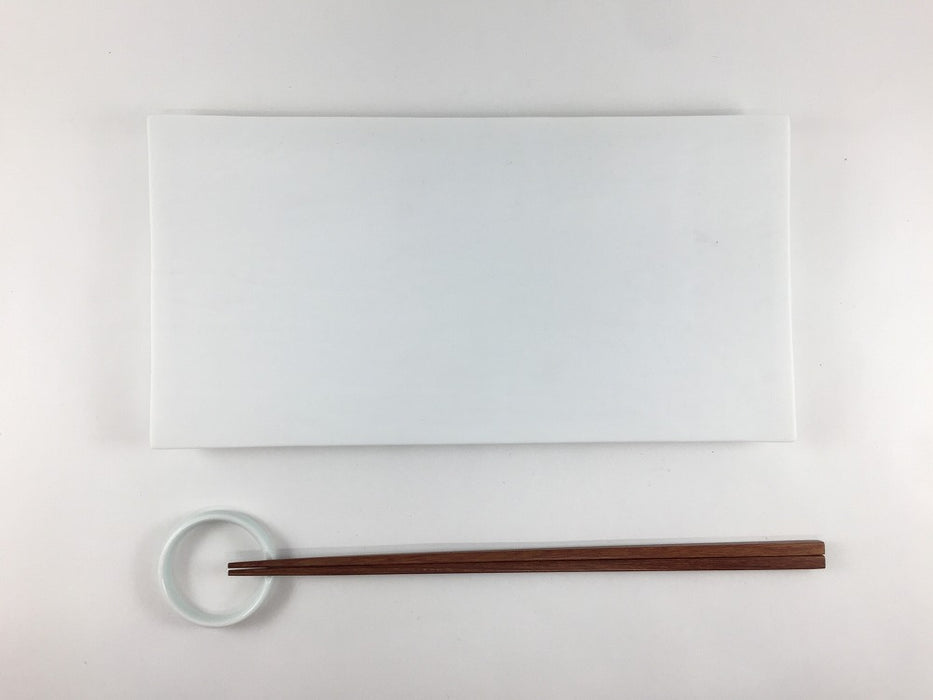 硯石長角プレート.ES白　25cm　有田焼