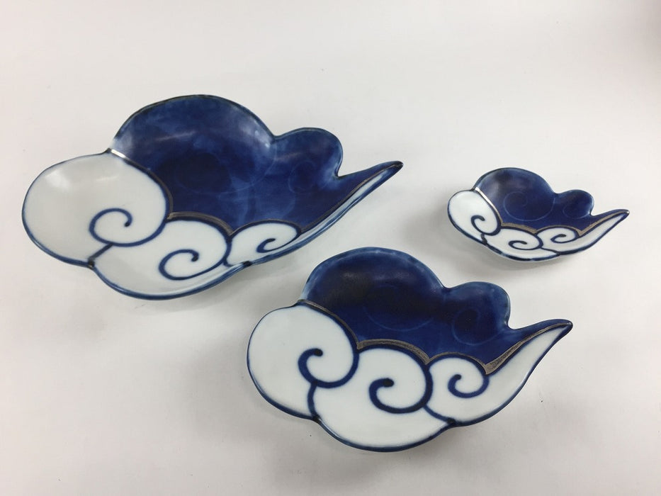 【SALE】95雲皿　青銀彩　9.5cm 　有田焼【訳あり】