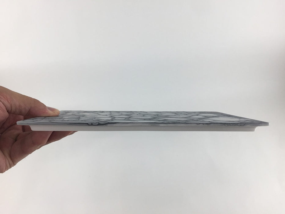 グレー泡.長角プレート(24×15)　有田焼(j.R)