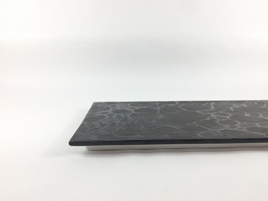 志野泡黒吹.長角プレート(24×15)　有田焼(j.R)