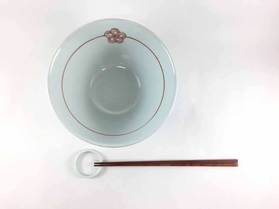 17cm反ボウル.赤梅水引　伊万里焼田森窯(j.R)