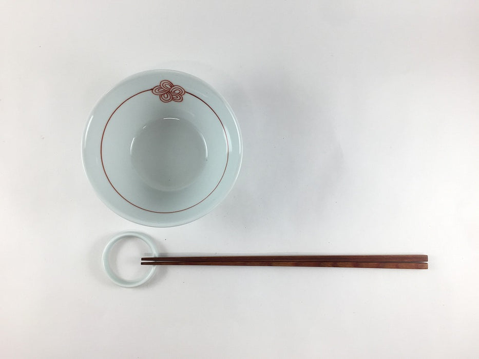 12cm反ボウル.赤梅水引　伊万里焼田森窯(j.R)