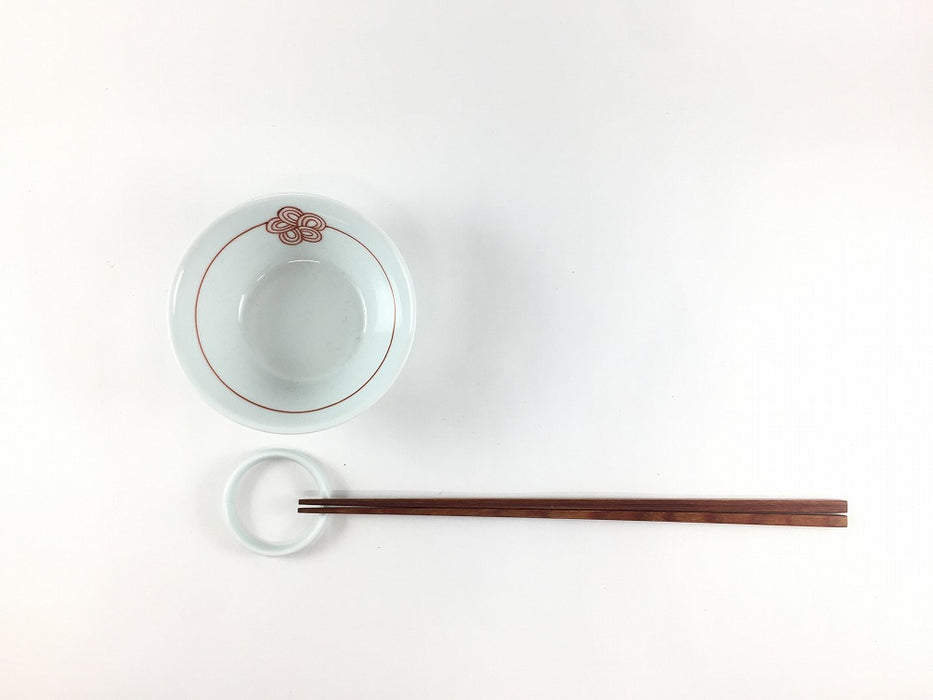 9.5cm反ボウル.赤梅水引　伊万里焼田森窯(j.R)