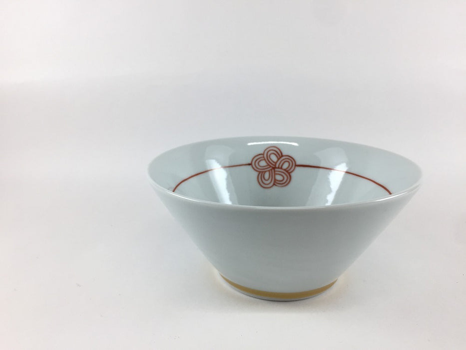 14cm反ボウル.赤梅水引　伊万里焼田森窯(j.R)