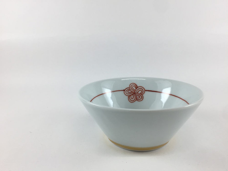 12cm反ボウル.赤梅水引　伊万里焼田森窯(j.R)
