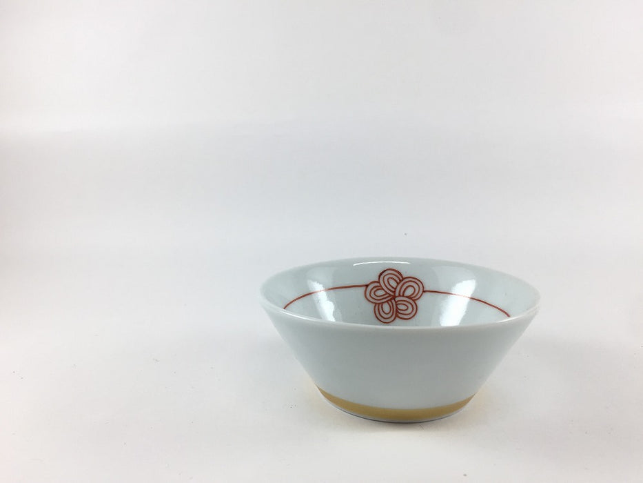 9.5cm反ボウル.赤梅水引　伊万里焼田森窯(j.R)