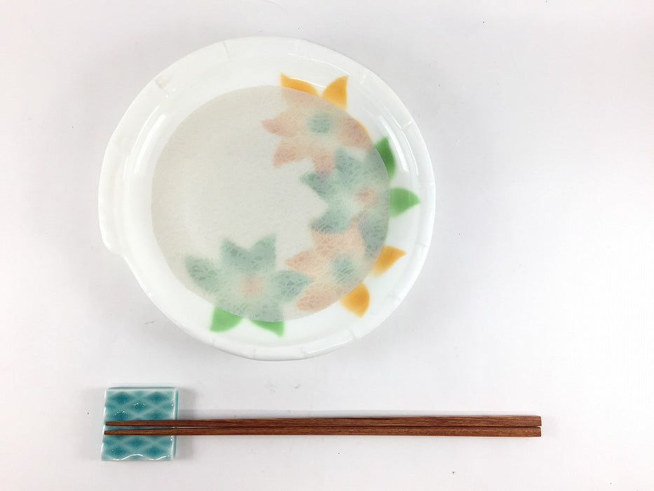 【SALE】竹渕皿(銀彩二色花)　18cm　有田焼　【在庫10】