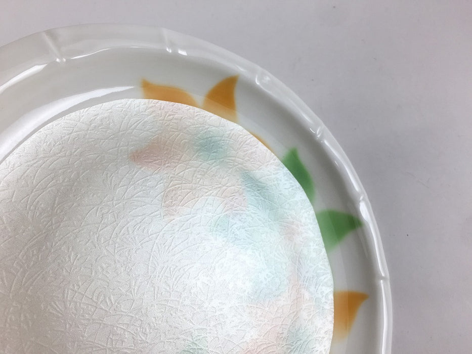 【SALE】竹渕皿(銀彩二色花)　18cm　有田焼　【在庫10】
