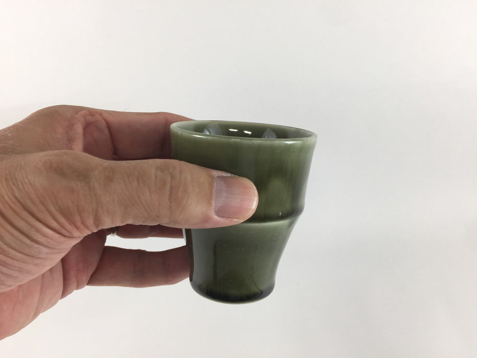 【SALE】120cc竹カップ.緑織部　7cm　有田焼【訳あり】