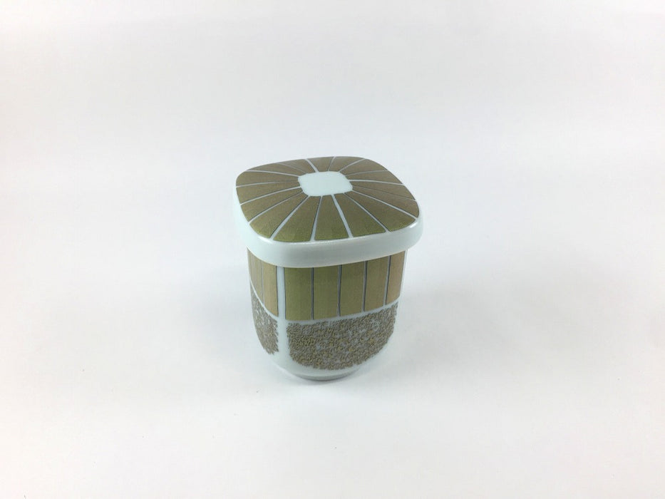 【SALE】角ミニ蒸碗　光緑短冊　6.5cm　有田焼【訳あり】