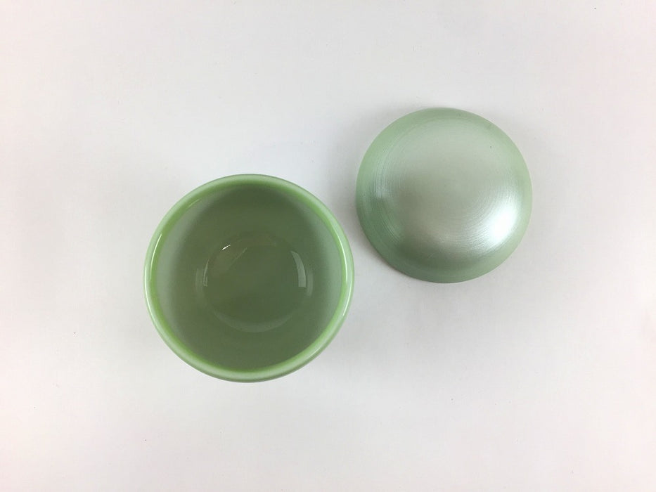 【SALE】75丸小蓋物　銀緑巻　7.5cm　有田焼【訳あり】