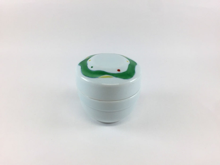 【SALE】夏目小蓋物　緑波点紋　7.5cm　有田焼【訳あり】