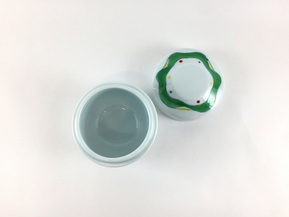 【SALE】夏目小蓋物　緑波点紋　7.5cm　有田焼【訳あり】