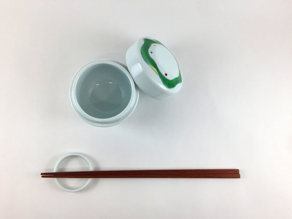 【SALE】夏目小蓋物　緑波点紋　7.5cm　有田焼【訳あり】