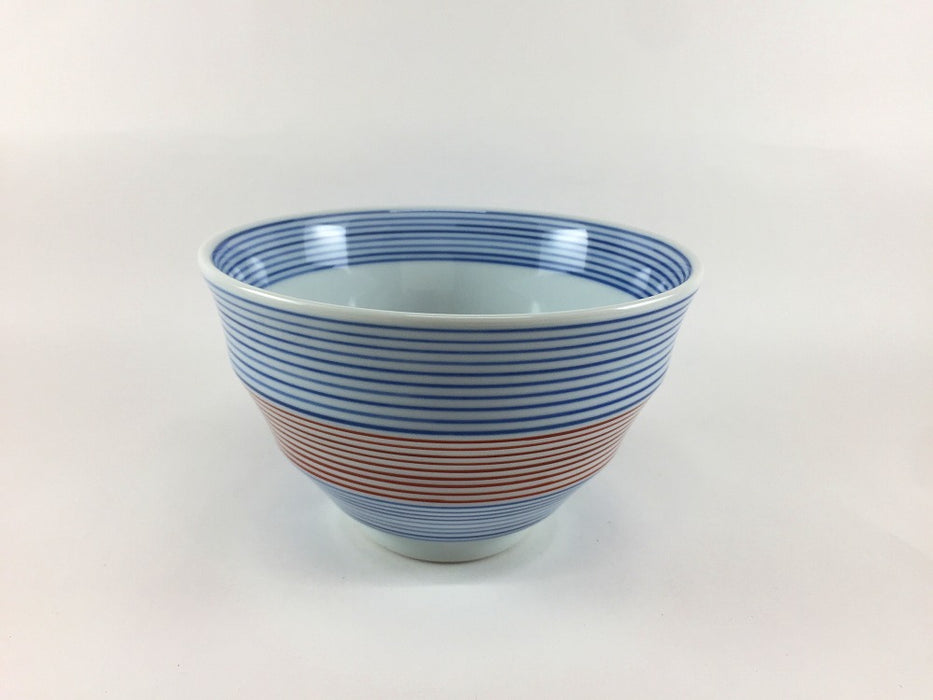 【SALE】DAN丼　青赤駒筋　13cm　有田焼【訳あり】