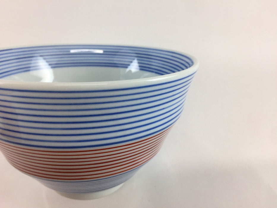 【SALE】DAN丼　青赤駒筋　13cm　有田焼【訳あり】