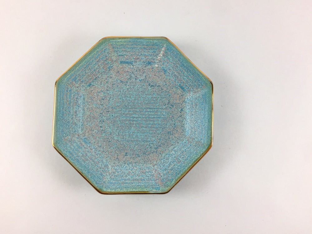 八角豆皿 渕金 (ミント/白結晶) 11cm 有田焼(j.R) — 佐賀有田