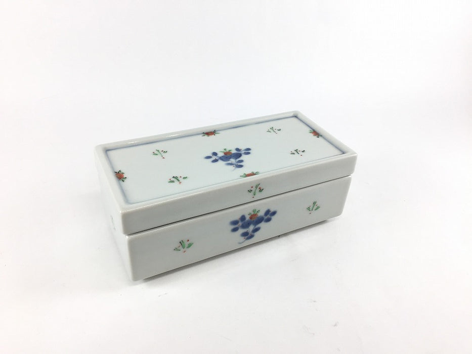 【SALE】5寸長角箱　天啓小花紋　14cm　有田焼【訳あり】