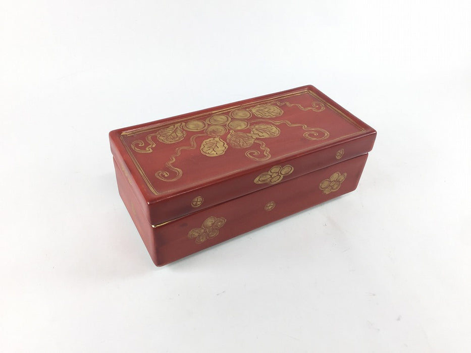 【SALE】5寸長角箱　朱巻金襴手葡萄　14cm　有田焼【訳あり】