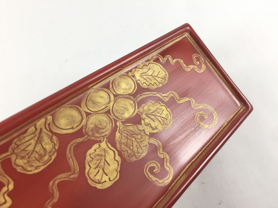 【SALE】5寸長角箱　朱巻金襴手葡萄　14cm　有田焼【訳あり】