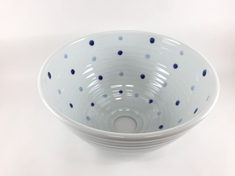 235mm洗面鉢(藍水玉)　波佐見焼(j.R)【限定品】