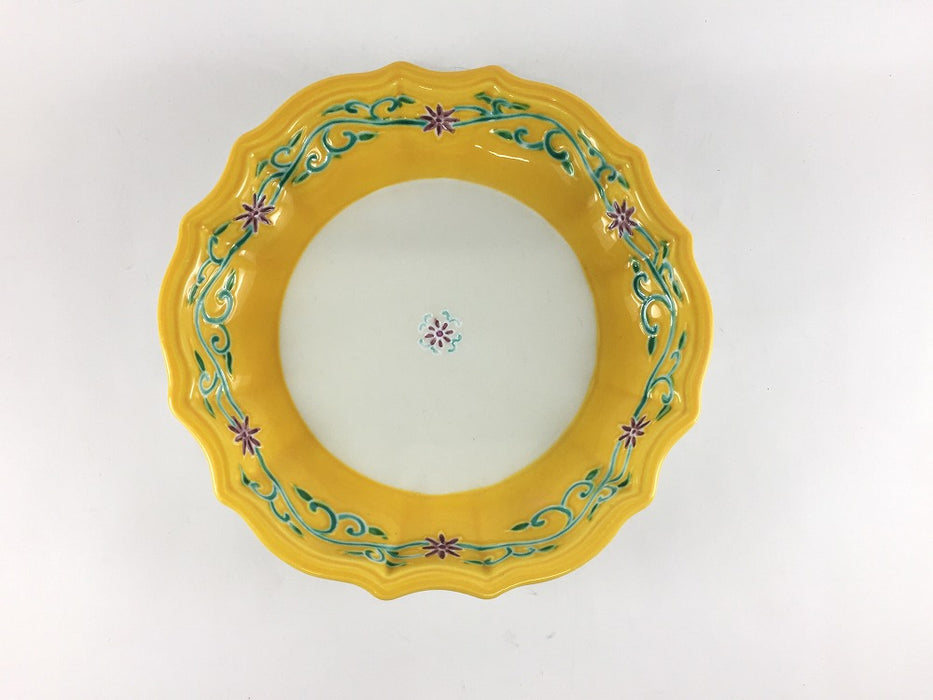 【SALE】桔梗向　黄唐草彫刻　19cm　有田焼【訳あり】