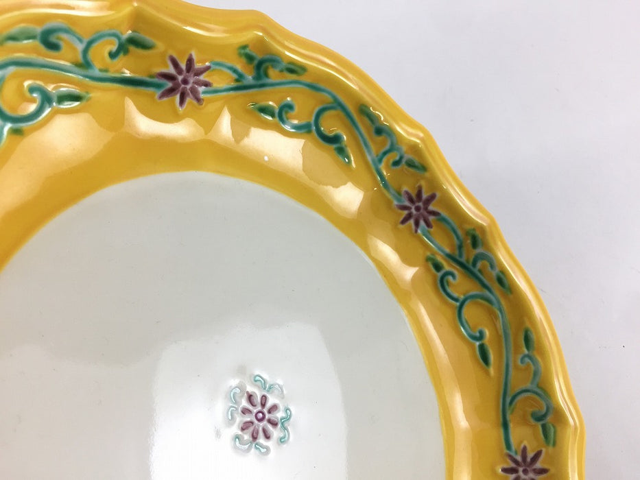 【SALE】桔梗向　黄唐草彫刻　19cm　有田焼【訳あり】