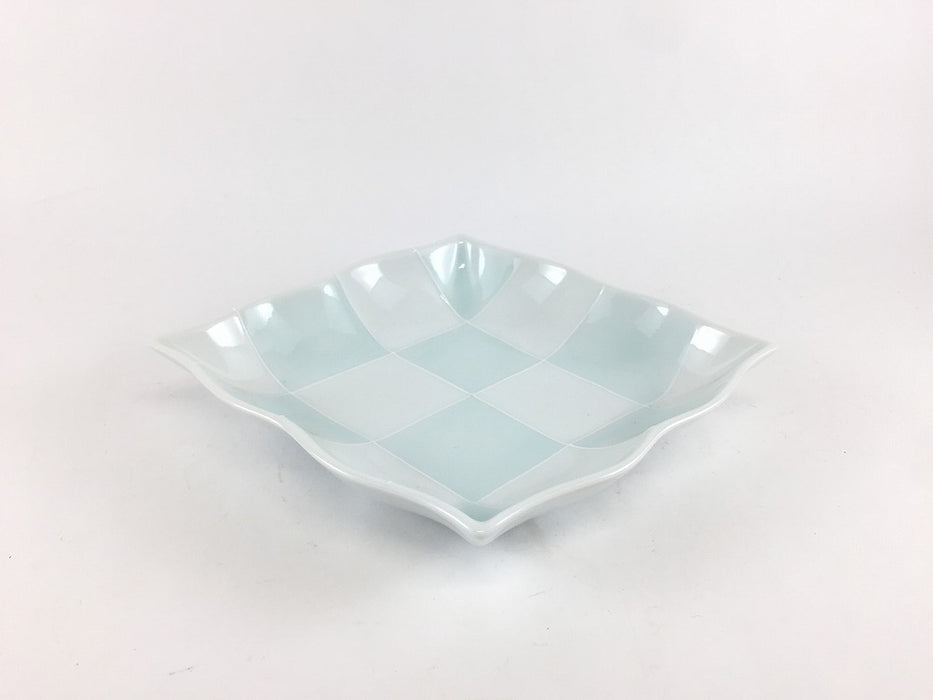 【SALE】180波菱向　青白市松　18cm　波佐見焼【訳あり】