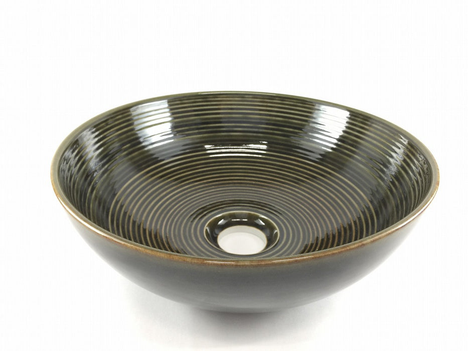 【SALE】手洗鉢28cm.苔色　有田焼(j.R)【訳あり】