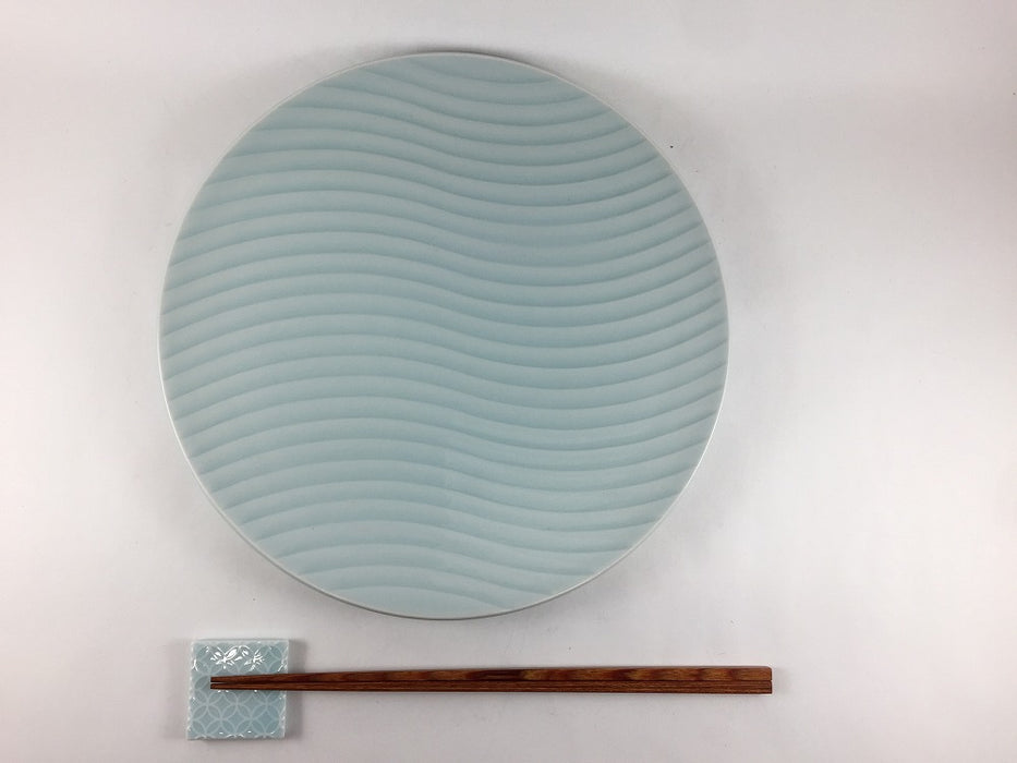 【SALE】波丸皿　青白　24.5cm 　有田焼【訳あり】