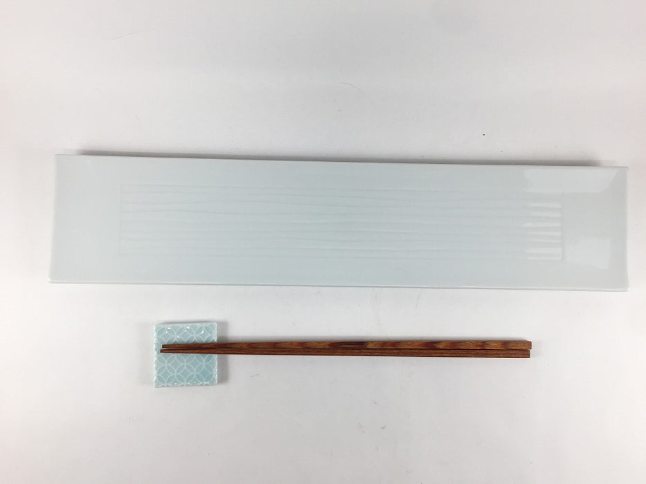【SALE】白内彫長角皿(細)　36cm 　有田焼【訳あり】