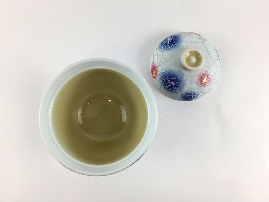 【SALE】高台小蓋物　二色吹かや絵　9cm　有田焼【訳あり】