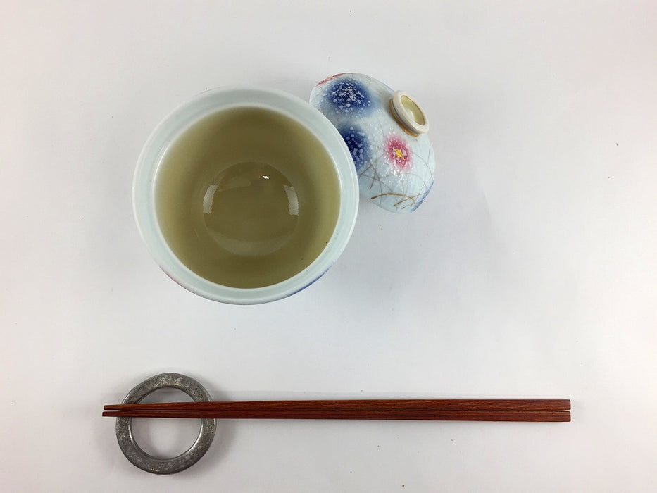 【SALE】高台小蓋物　二色吹かや絵　9cm　有田焼【訳あり】