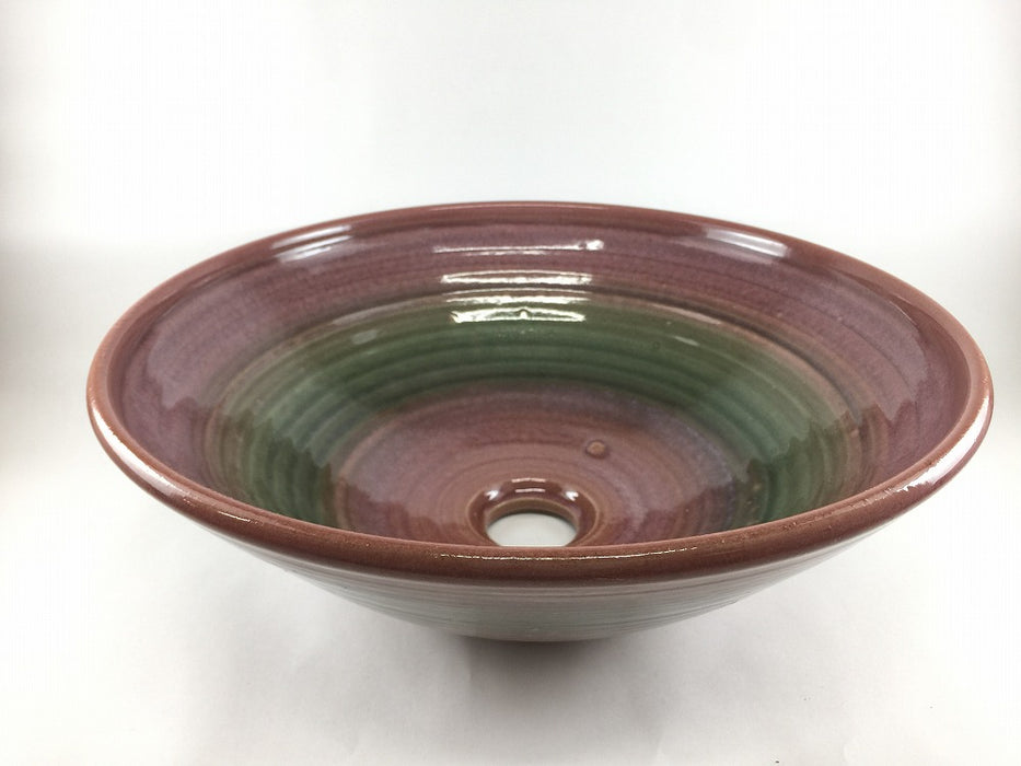 【SALE】34cm手洗い鉢(ピンク/青緑吹)　有田焼(j.R)【訳あり】