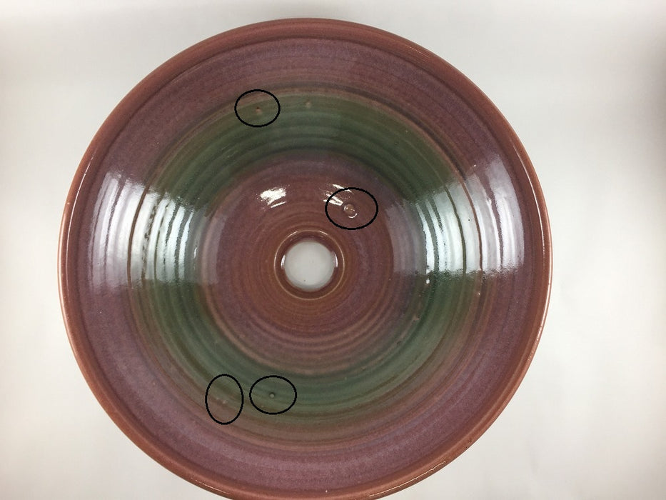 【SALE】34cm手洗い鉢(ピンク/青緑吹)　有田焼(j.R)【訳あり】