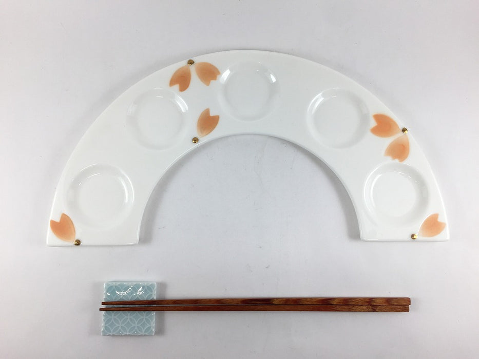 【SALE】花吹半月五品盛皿　31cm 　有田焼【訳あり】