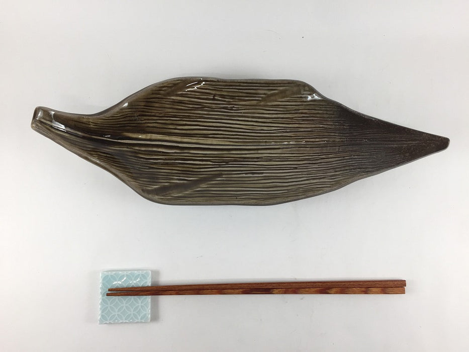 【SALE】キビ葉黄瀬戸釉長付出し　30cm 　有田焼【訳あり】