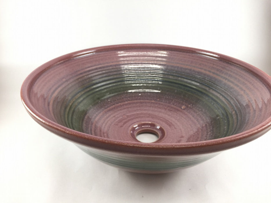 【SALE】39cm手洗い鉢.(ピンク/青緑吹)　有田焼(j.R)【訳あり】