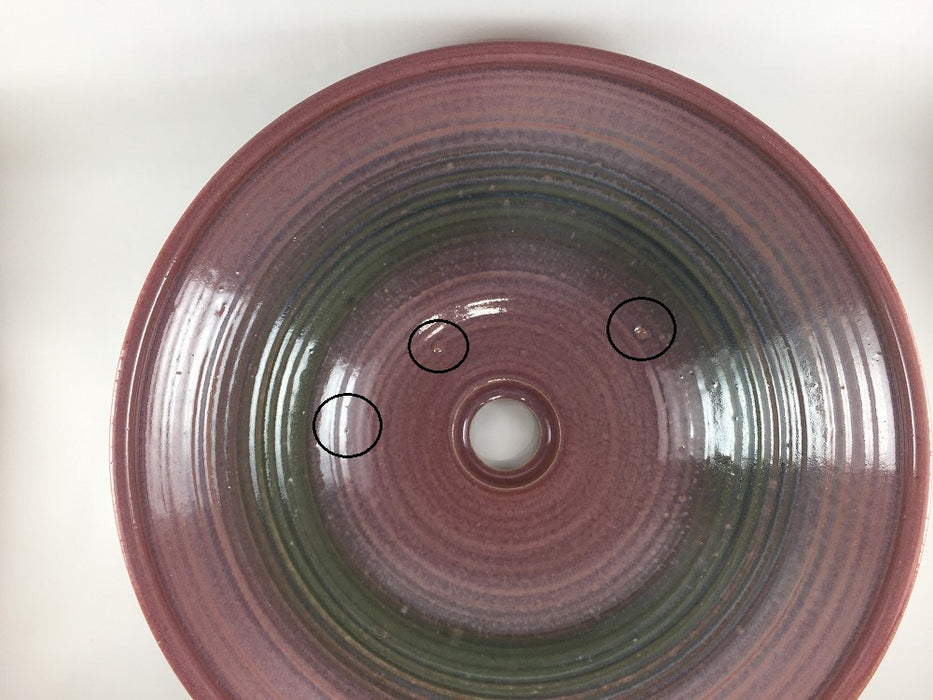 【SALE】39cm手洗い鉢.(ピンク/青緑吹)　有田焼(j.R)【訳あり】